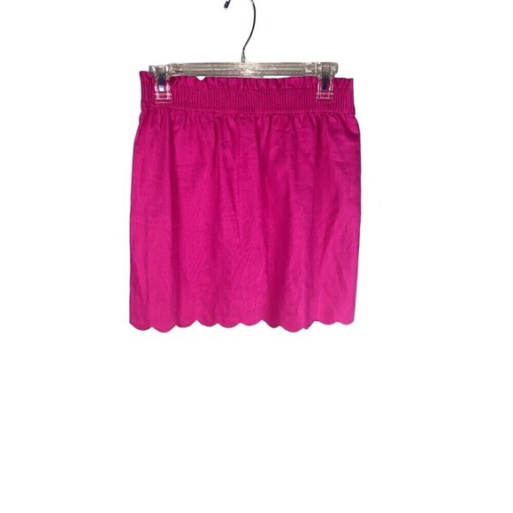 J. Crew Size 0 Scalloped Sidewalk Skirt Pink Linen Cotton Blend Lined - Picture 2 of 5